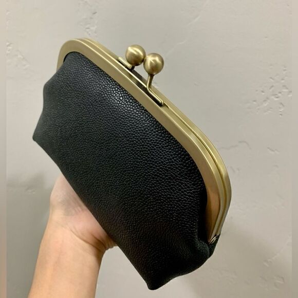 Handmade Genuine Cowhide Leather Kisslock Clutch/Wristlet/Crossbody & 2 Straps - Picture 11 of 15